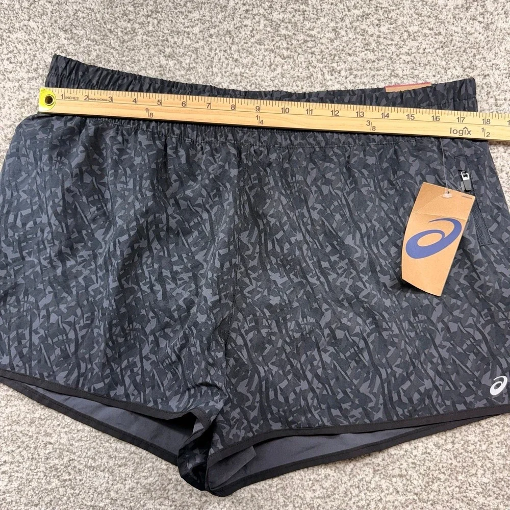 NWT Women's‎ ASICS Athletic Black Patterned Woven Lined Running Shorts Size XL